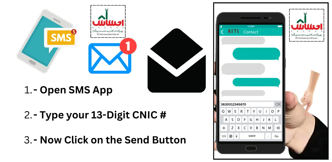 How do I check the Ehsaas Program 7000 CNIC via SMS